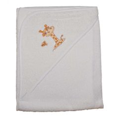   „Žirafa“ vyšívaná osuška s kapucňou detí 80×80 cm biely