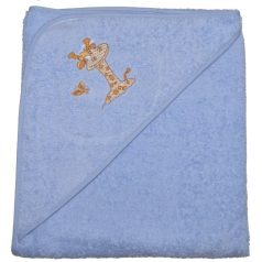 Detská osuška s vyšívanou žirafou modrá 80x80 cm