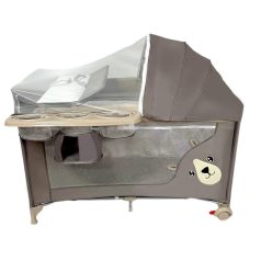   Mama Kiddies Sweet Dreams multifunkčná cestovná postieľka hnedá s motívom medvedíka