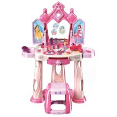   Hudobný kozmetický stolík pre princezné so zrkadlom a príslušenstvom-32-dielny