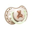 LOVI svietiaci dynamický silikónový cumlík TEDDY LOVE 0–6 mesiacov, 2 ks
