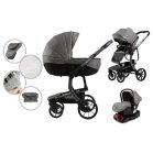 Mama Kiddies Icon 4v1 multifunkčný kočík s príslušenstvom v sivej farbe s ISOFIX základňou + Darček