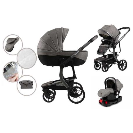 Mama Kiddies Icon 4v1 multifunkčný kočík s príslušenstvom v sivej farbe s ISOFIX základňou + Darček