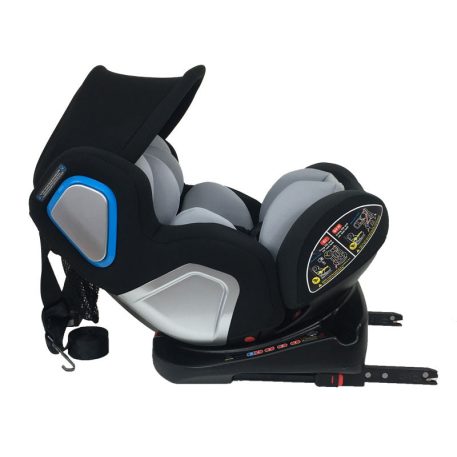 ISOFIX-es 360°-ban forgatható Mama Kiddies Champion biztonsági autósülés (0-36 kg) világosszürke színben ajándék napvédővel