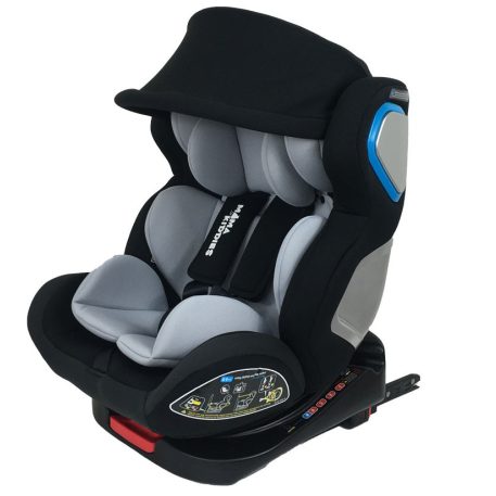 ISOFIX-es 360°-ban forgatható Mama Kiddies Champion biztonsági autósülés (0-36 kg) világosszürke színben ajándék napvédővel