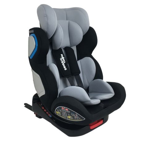 ISOFIX-es 360°-ban forgatható Mama Kiddies Champion biztonsági autósülés (0-36 kg) világosszürke színben ajándék napvédővel