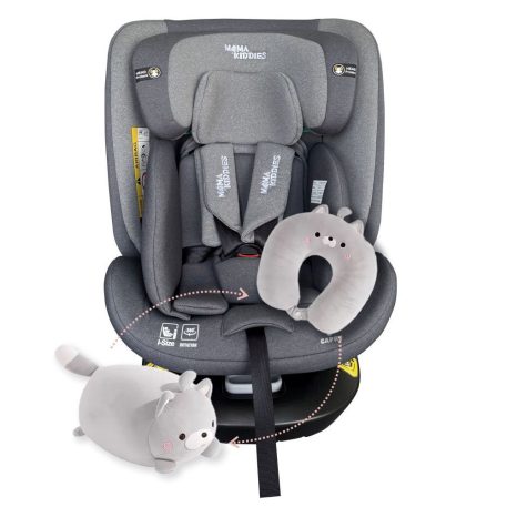 ISOFIX 360° otočná autosedačka Mama Kiddies iSize Capry (40–150 cm) v sivej farbe + darček
