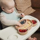 Canpol babies Silikónový delený tanier s prísavkou Macko krémový