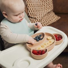   Canpol babies Silikónový delený tanier s prísavkou Macko krémový