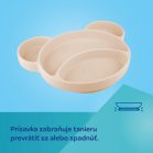 Canpol babies Silikónový delený tanier s prísavkou Macko krémový