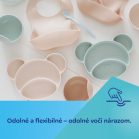 Canpol babies Silikónový delený tanier s prísavkou Macko zelený