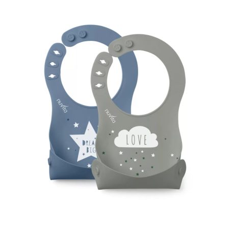 Nuvita Squashy silikónový podbradník - modrá/zelená