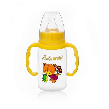 Baby Bruin detská kojenecká fľaša s uškom, 120 ml + Darček - žltá
