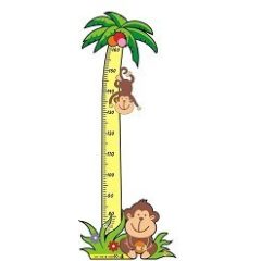 Nástenná dekorácia s meradlom výšky – opička