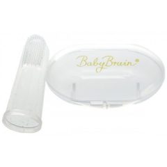   Silikonóvý náprstok pre masáž ďasien s puzdrom - priehľadná