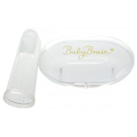 Silikonóvý náprstok pre masáž ďasien s puzdrom - priehľadná