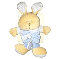 Harmónika felhúzható, zenélő nyuszi 32 cm-es - kék