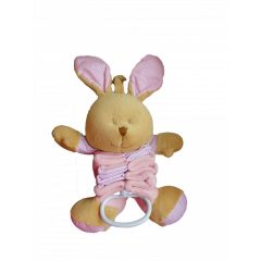   Harmónika felhúzható, zenélő nyuszi 32 cm-es - rózsaszín