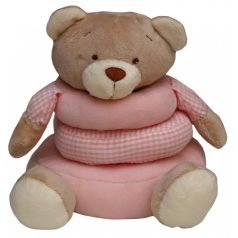   Baby Bruin  plyšový medveď 17 cm v tvare prsteňa - ružová