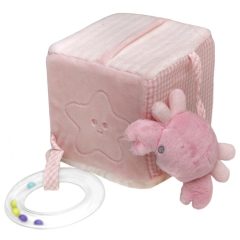   Baby Bruin 3D plyšová kocka v tvare  morských  zvieratiek 10x10x10 cm - ružová