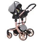 Kočík Mama Kiddies Sun Grey ELITE 3 v 1 s príslušenstvom v svetlošedej farbe+darček