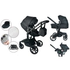  Multifunkčný kočík Mama Kiddies New York 3 v 1 s príslušenstvom v čiernej farbe + darček
