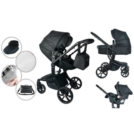 Multifunkčný kočík Mama Kiddies New York 3 v 1 s príslušenstvom v čiernej farbe + darček