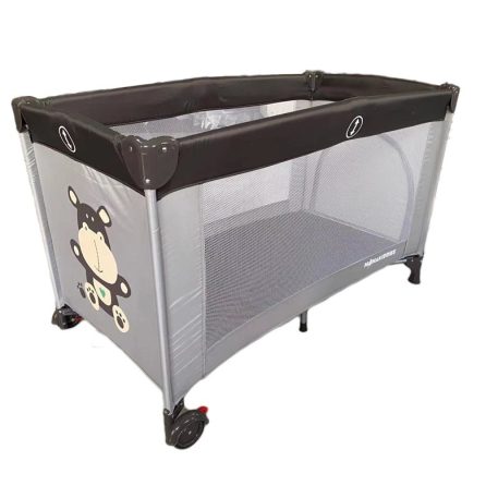 BOXING DAY - Mama Kiddies cestovná postieľka v hnedo-sivej farbe, so vzorom hrocha