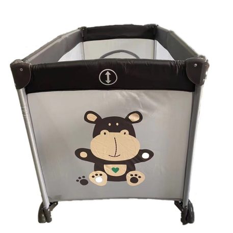 BOXING DAY - Mama Kiddies cestovná postieľka v hnedo-sivej farbe, so vzorom hrocha
