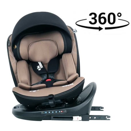 ISOFIX 360° rotačná bezpečnostná autosedačka Mama Kiddies iSize Power GT2 (40-150 cm) v béžovej farbe s darčekom – slnečnou clonou