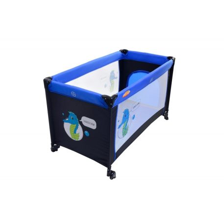 BABYMAXI utazóágy kék-fekete színben ajándék szúnyoghálóval