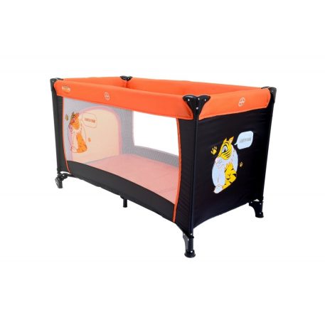 BABYMAXI utazóágy narancs-fekete színben ajándék szúnyoghálóval