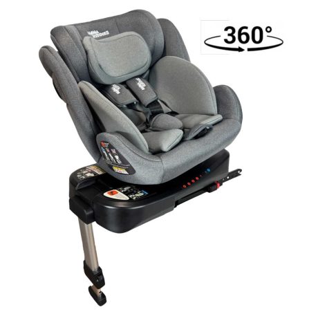 ISOFIX 360° otočná autosedačka Mama Kiddies Felix i-Size s podpornou nohou – v sivej farbe + darček: chrbtová opierka