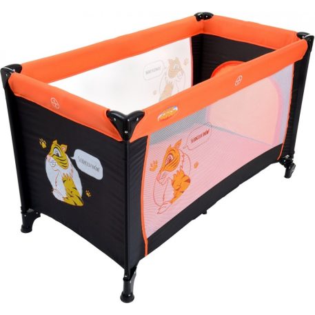 BABYMAXI utazóágy narancs-fekete színben ajándék szúnyoghálóval