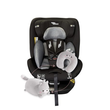 ISOFIX 360° otočná autosedačka Mama Kiddies iSize Capry (40–150 cm) v čiernej farbe + darček