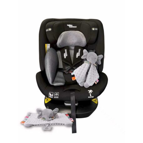 ISOFIX 360° otočná autosedačka Mama Kiddies iSize Capry (40–150 cm) v čiernej farbe + darček