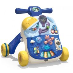   2v1 pomocné multifunkčné chodítko transformovateľné na stolík v žlto-modrej farbe