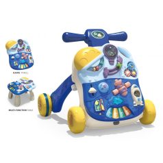   2v1 pomocné multifunkčné chodítko transformovateľné na stolík v žlto-modrej farbe