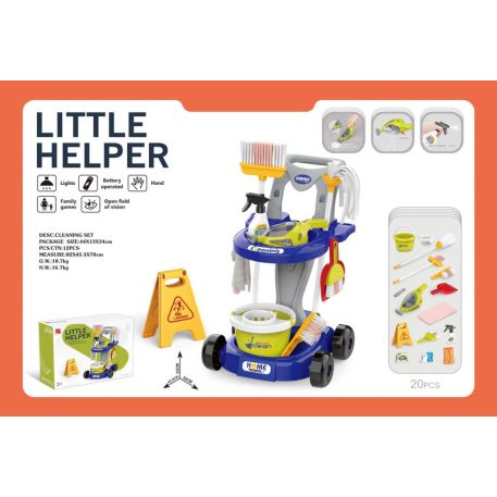 20-dielna upratovacia súprava Mama Kiddies Little Helper s doplnkami – modrá farba