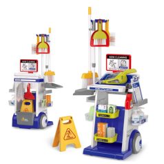   Mama Kiddies upratovací vozík so súpravou a vysávačom – modro-biele prevedenie