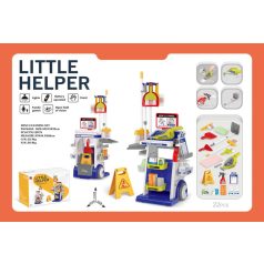   Mama Kiddies upratovací vozík so súpravou a vysávačom – modro-biele prevedenie