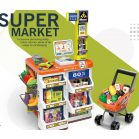 Luxury hračkársky supermarket s príslušenstvom v oranžovej farbe-60ks