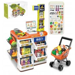   Luxury hračkársky supermarket s príslušenstvom v modrej farbe-60 kusov 