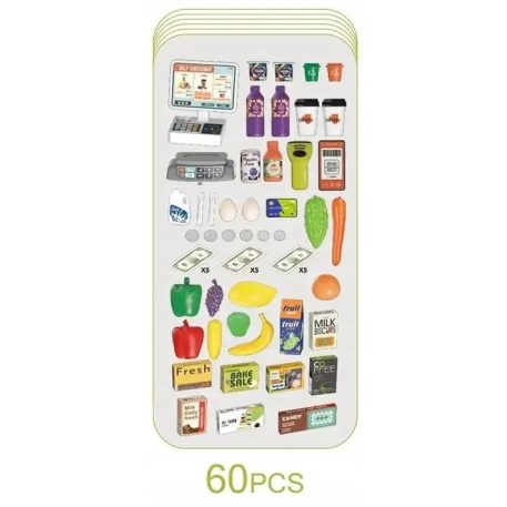 Luxury hračkársky supermarket s príslušenstvom v modrej farbe-60 kusov 