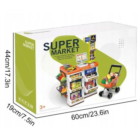 Luxury hračkársky supermarket s príslušenstvom v modrej farbe-60 kusov 