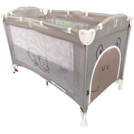 Mama Kiddies szürke emelhető magasságú utazóágy macis mintával