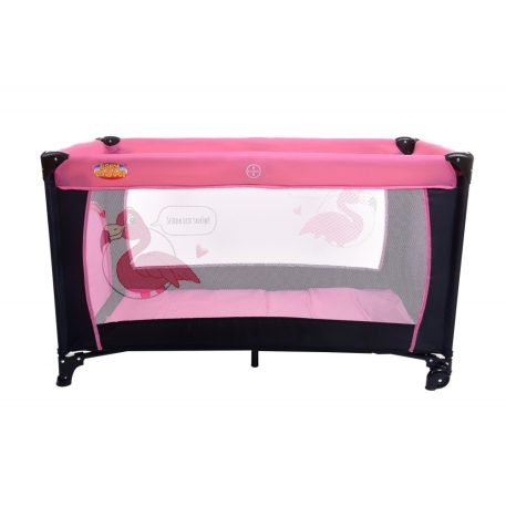 BABYMAXI utazóágy pink-fekete színben ajándék szúnyoghálóval