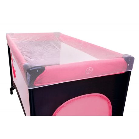 BABYMAXI utazóágy pink-fekete színben ajándék szúnyoghálóval