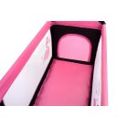 BABYMAXI utazóágy pink-fekete színben ajándék szúnyoghálóval