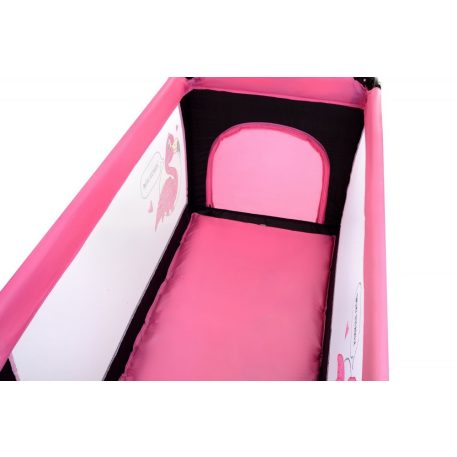 BABYMAXI utazóágy pink-fekete színben ajándék szúnyoghálóval